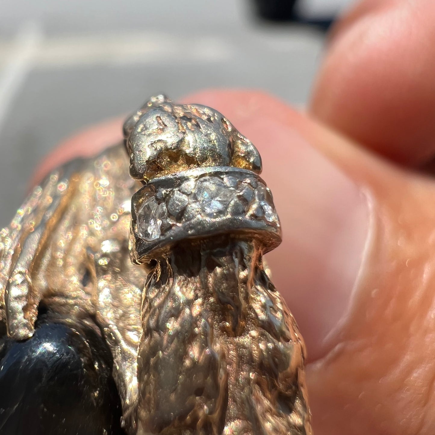 Vintage Custom 14k Stalking Panther Black Star Sapphire/Natural Diamond Ring