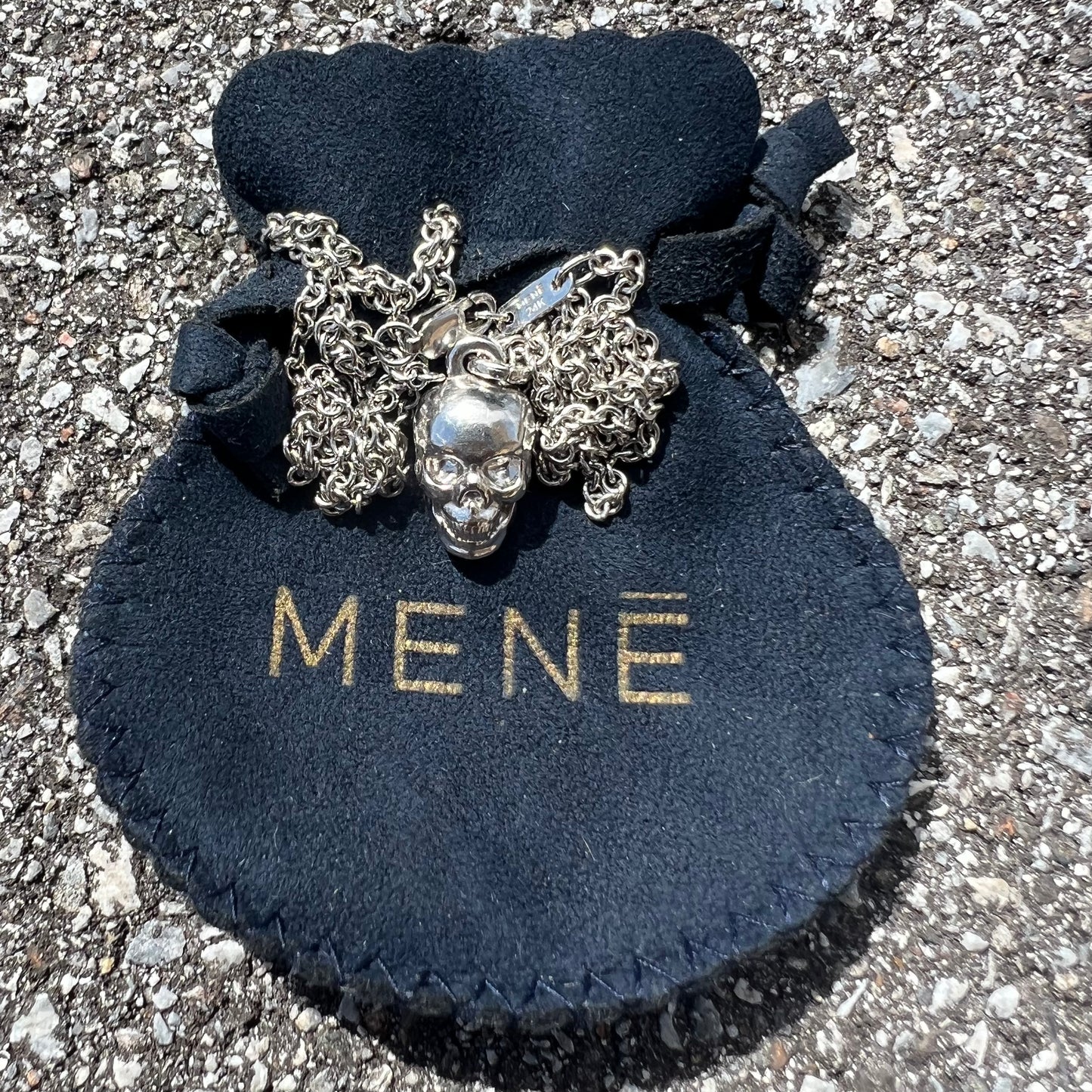 Solid Platinum Skull Pendant And Classic Link Chain By Menē