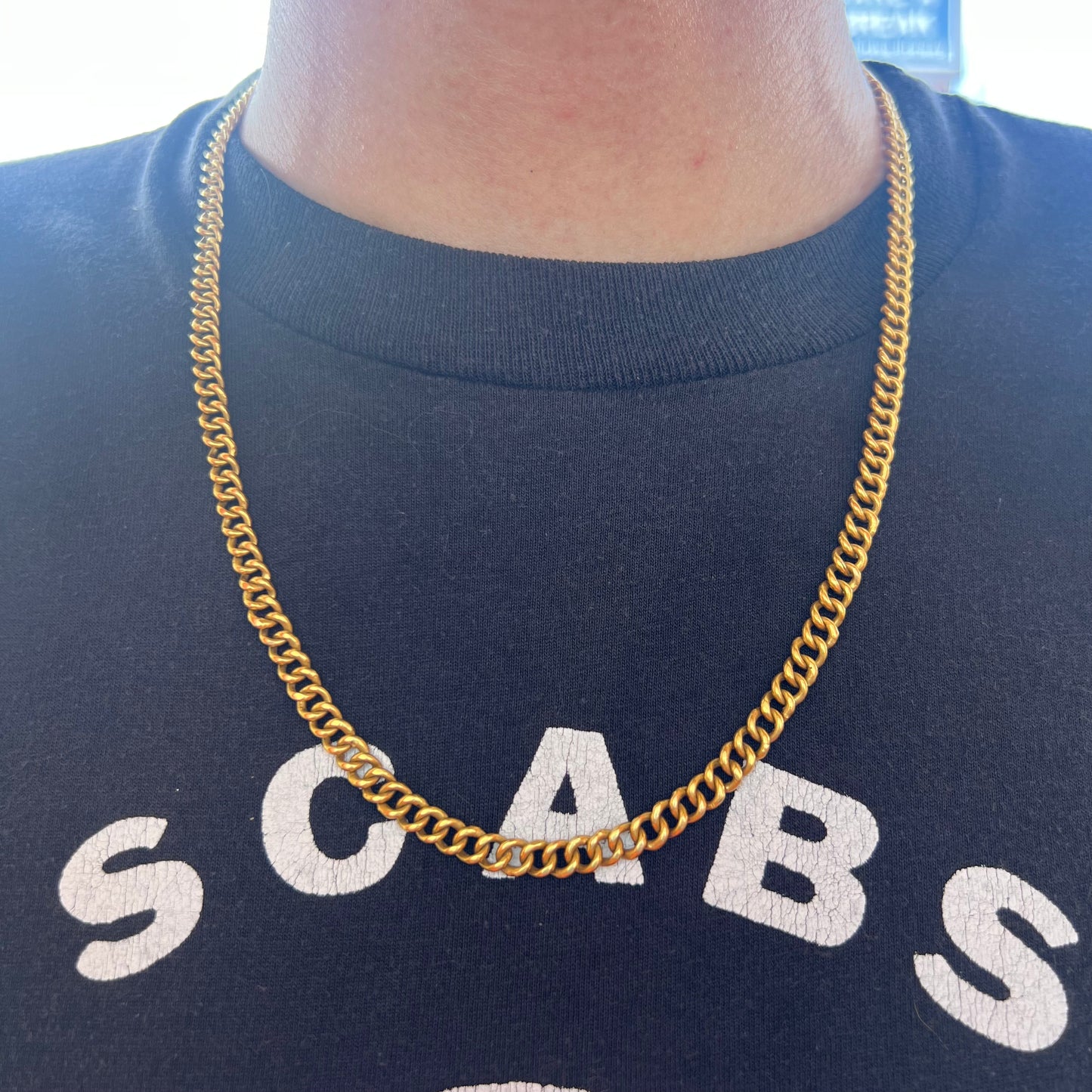 Vintage Solid 20k Yellow Gold Cuban/Curb Link Handmade Baht Chain