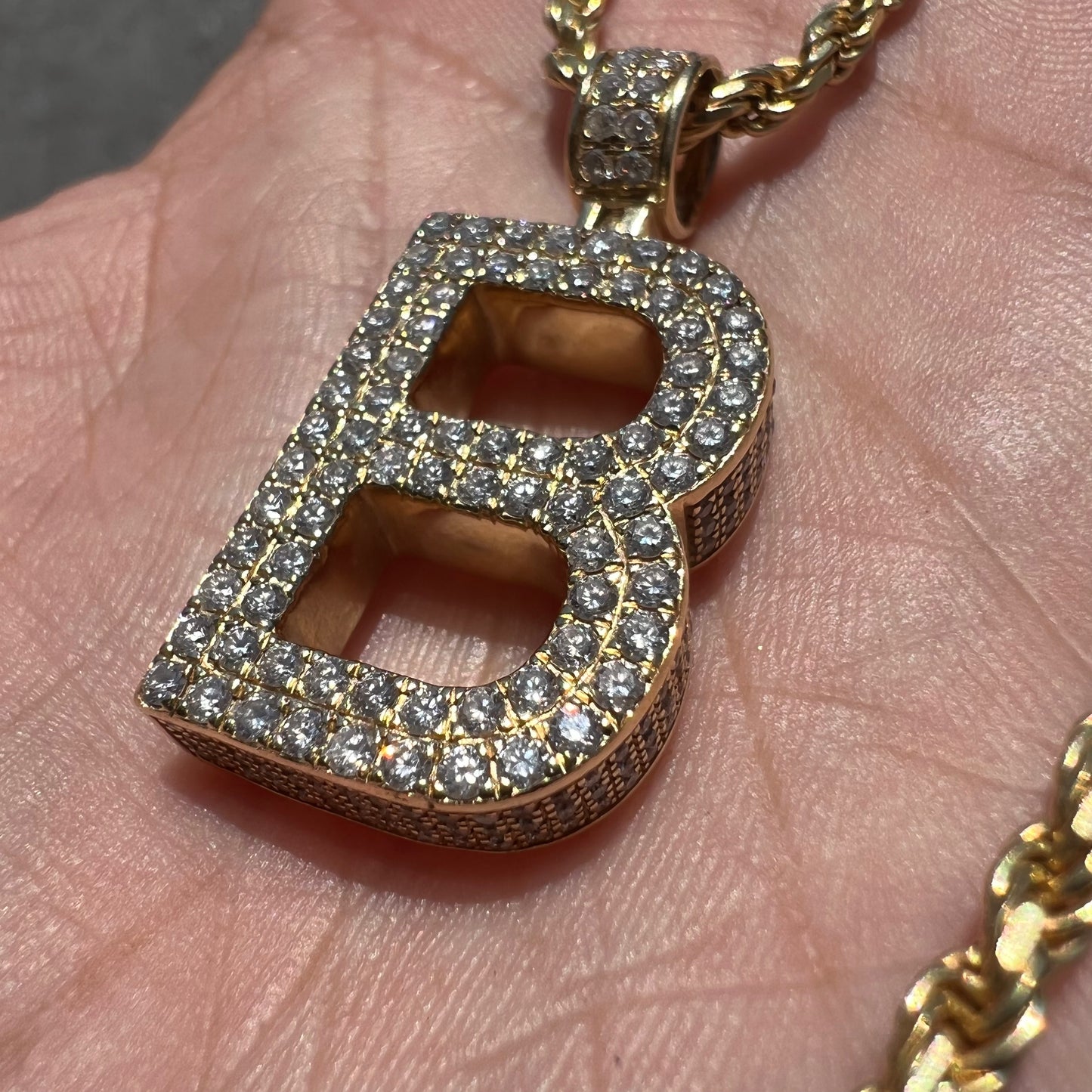 Custom 14k Natural VS Diamond Flooded (4.0CTW) “B” Pendant