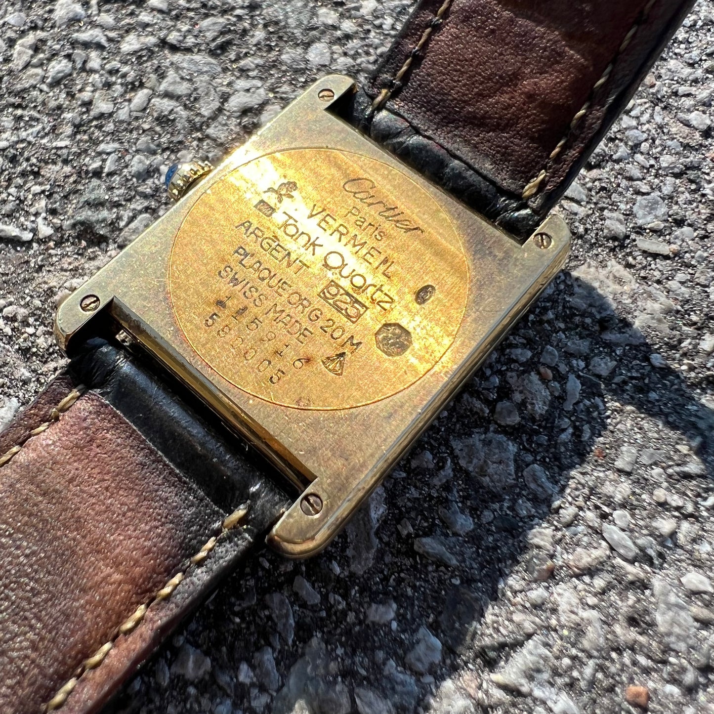 1990’s Cartier Tank Vermeil Watch With Alligator Deployment Strap