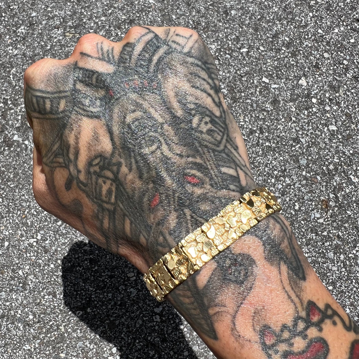 Vintage Solid 14k Nugget Bracelet By Oppenheimer Co.(8”)