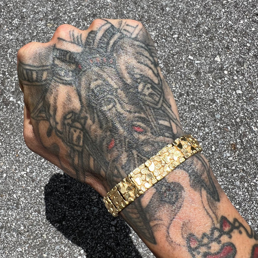Vintage Solid 14k Nugget Bracelet By Oppenheimer Co.(8”)