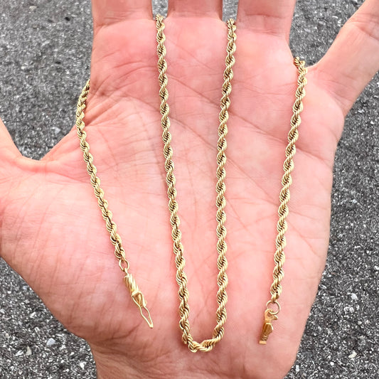 Vintage Solid 14k Rope Chain Necklace (18”)