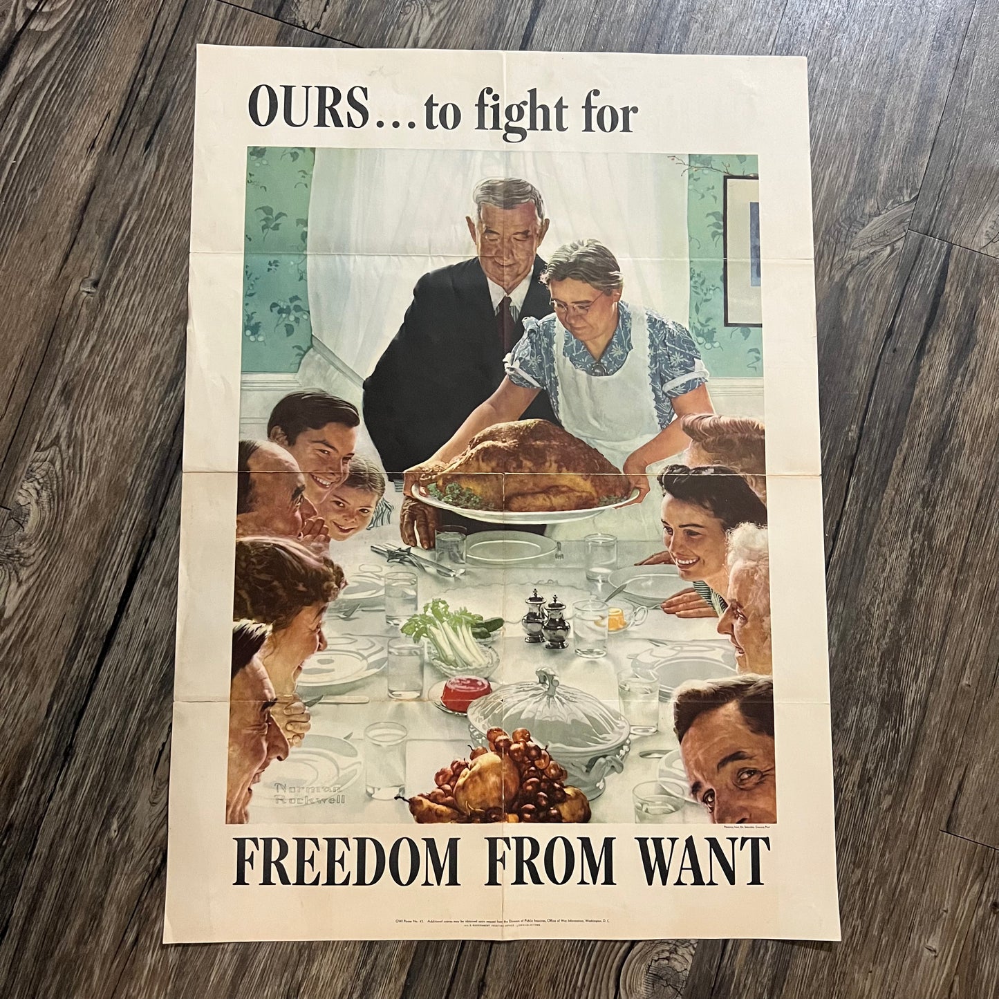 1943 WW2 Norman Rockwell “Freedom From Want” Propaganda Poster