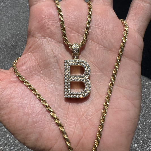 Custom 14k Natural VS Diamond Flooded (4.0CTW) “B” Pendant