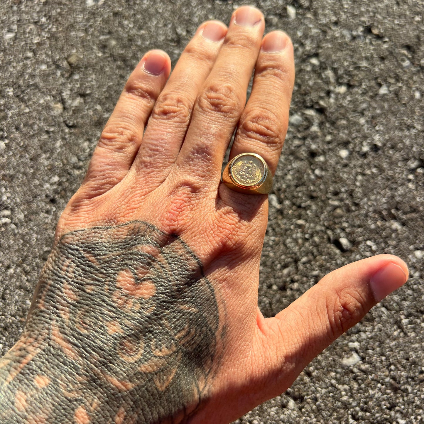 1945 Mexican Dos Pesos Gold Coin Ring (8.5)