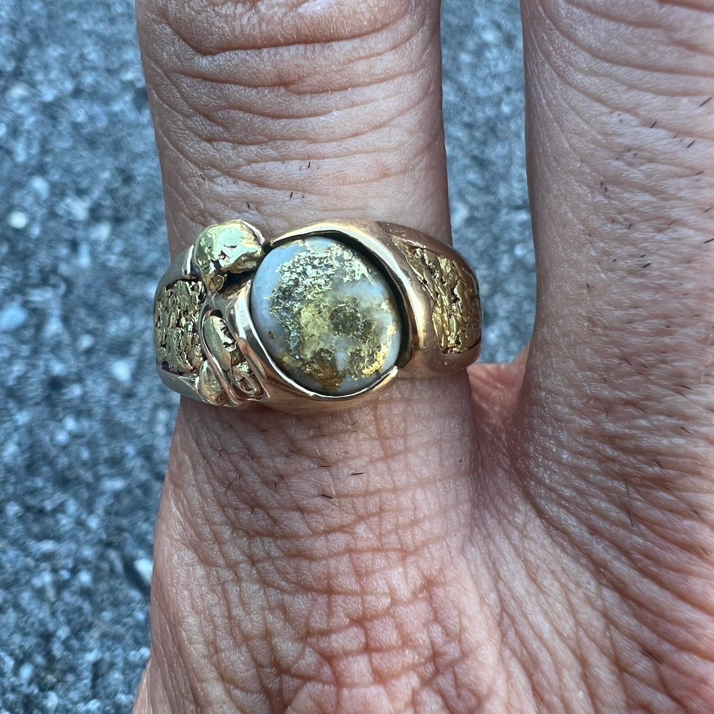 14k Orocal “RM486Q” Raw Gold Bearing Quartz And 22k Nugget Ring