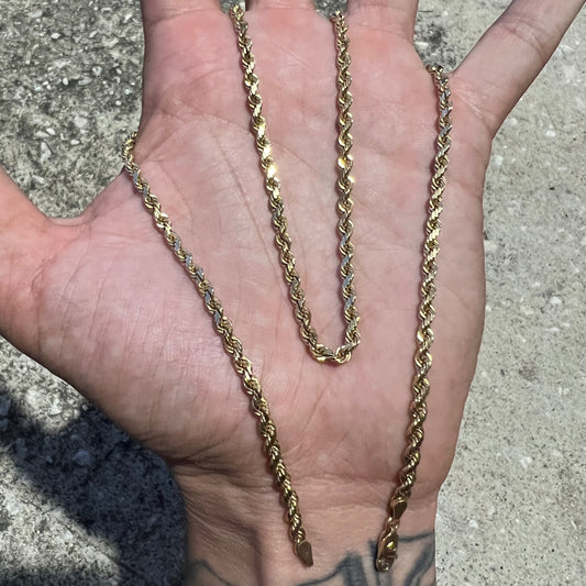 Vintage Solid 14k Diamondcut Rope Chain (20.5”)
