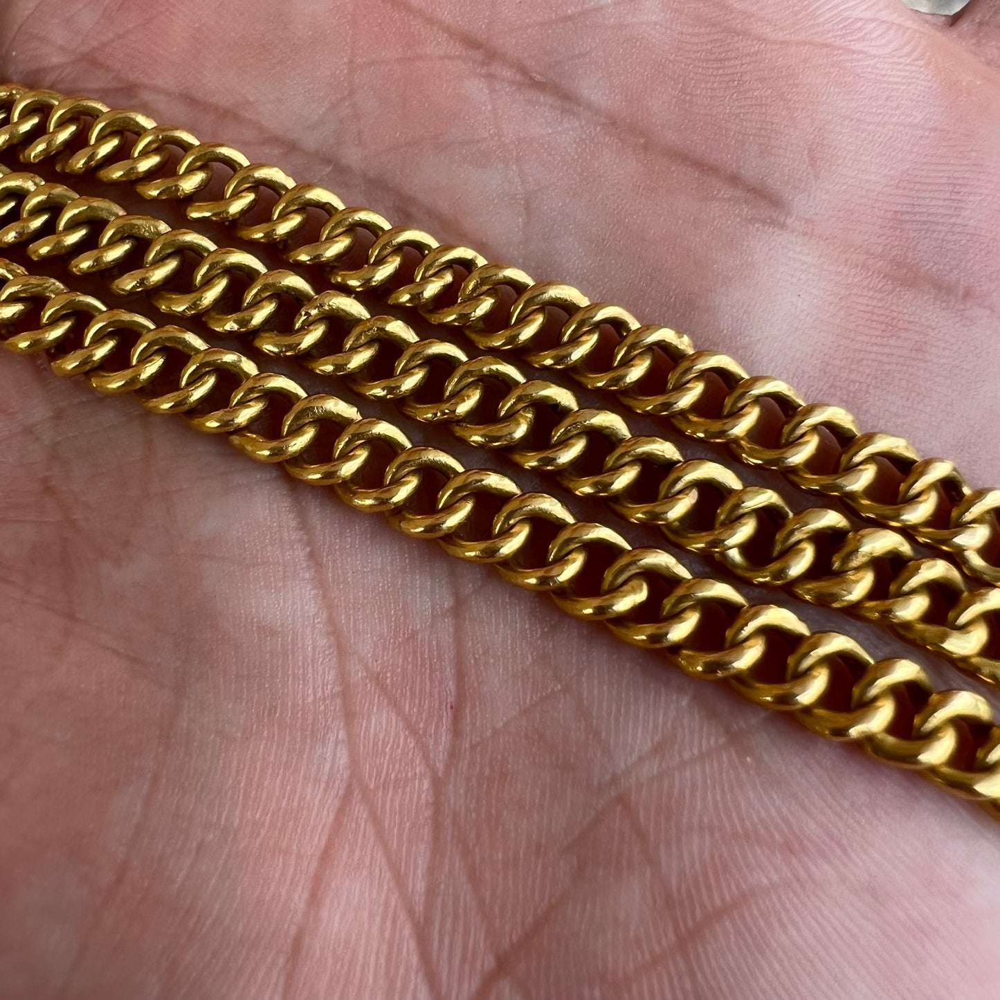Vintage Solid 20k Yellow Gold Cuban/Curb Link Handmade Baht Chain