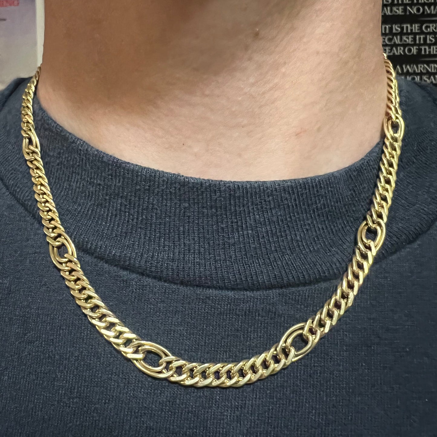 Vintage 14k Italian Yellow Gold Double Cuban Link Station Chain