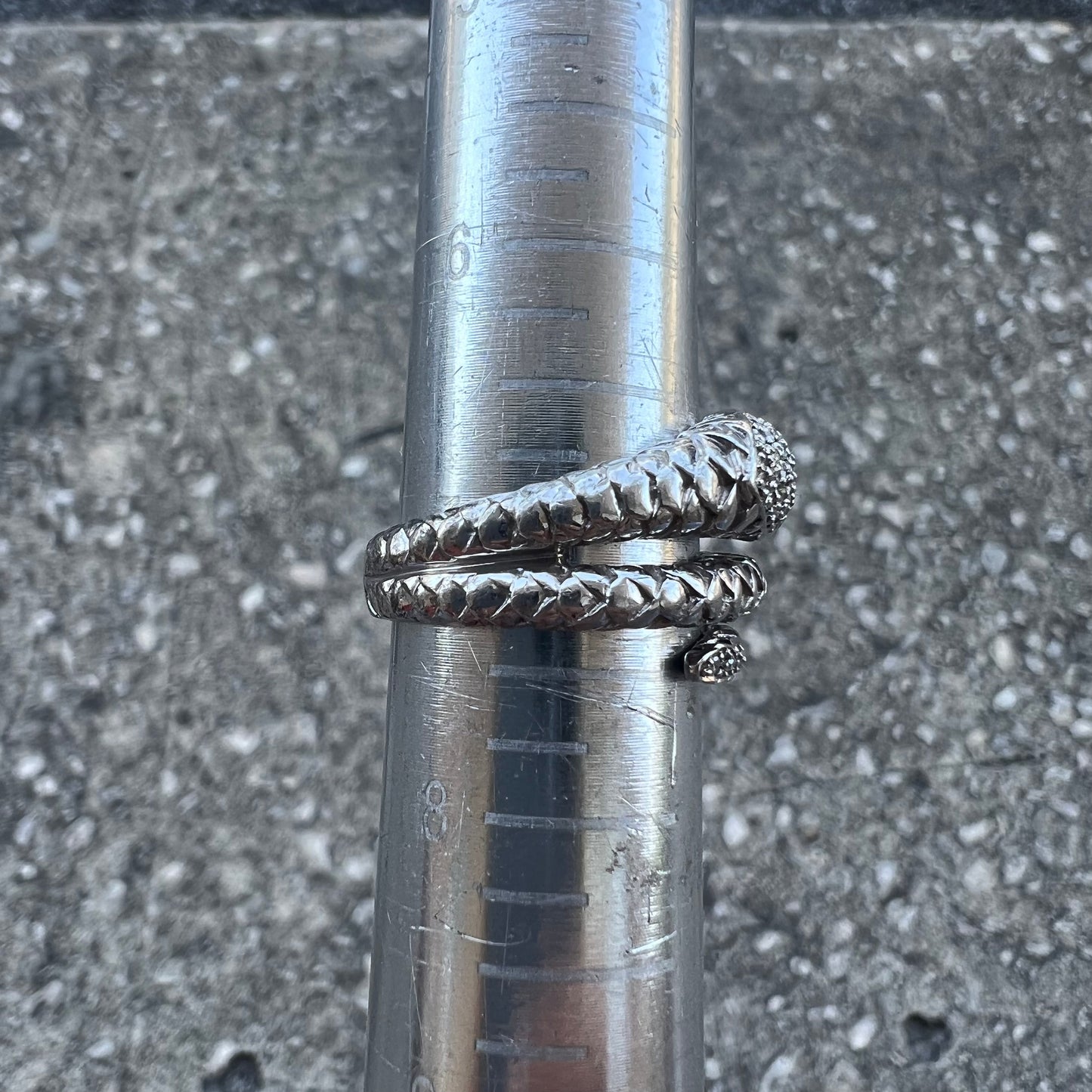 Sterling/.925 Natural Diamond Encrusted Snake Ring
