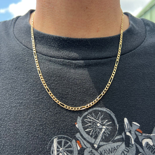 Vintage Solid 14k Italian Figaro Link Necklace By UnoAErre (20”)