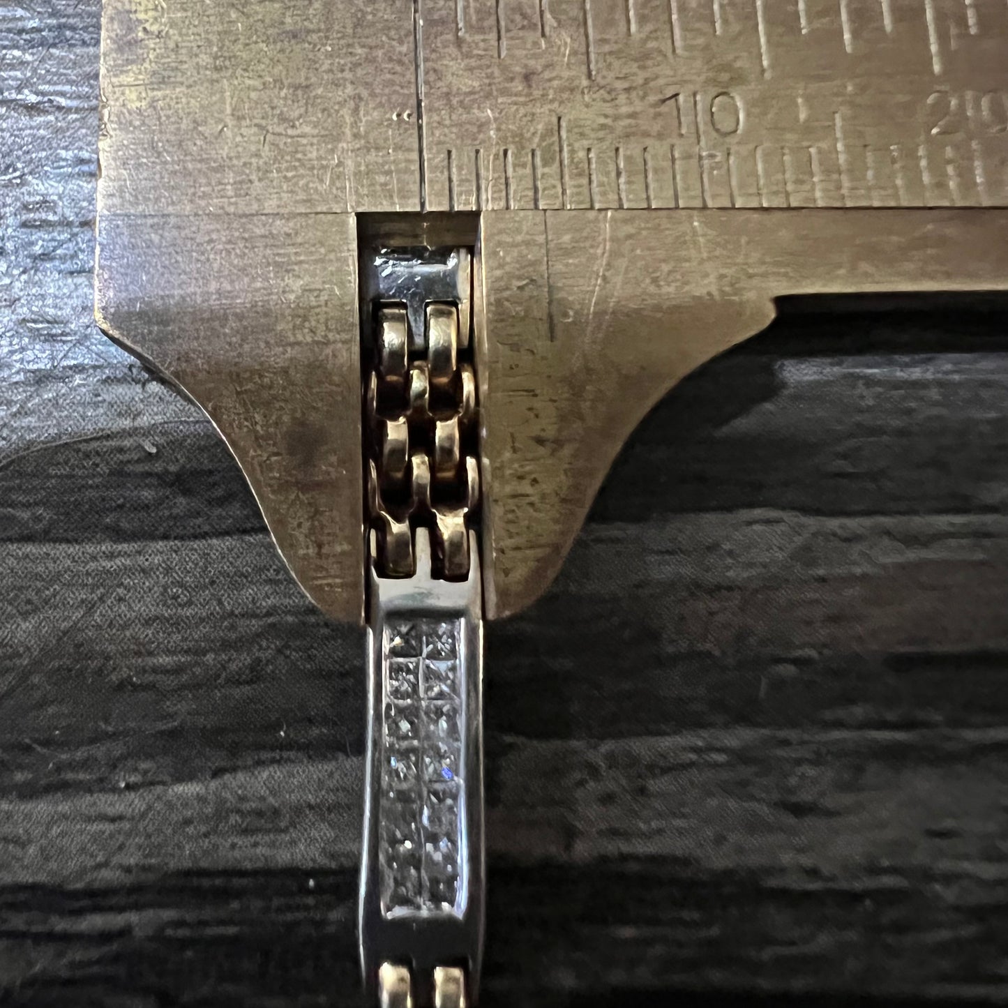 Vintage 14k Two-Tone 2.1CTW Princess Cut Diamond Bracelet (7.25”)