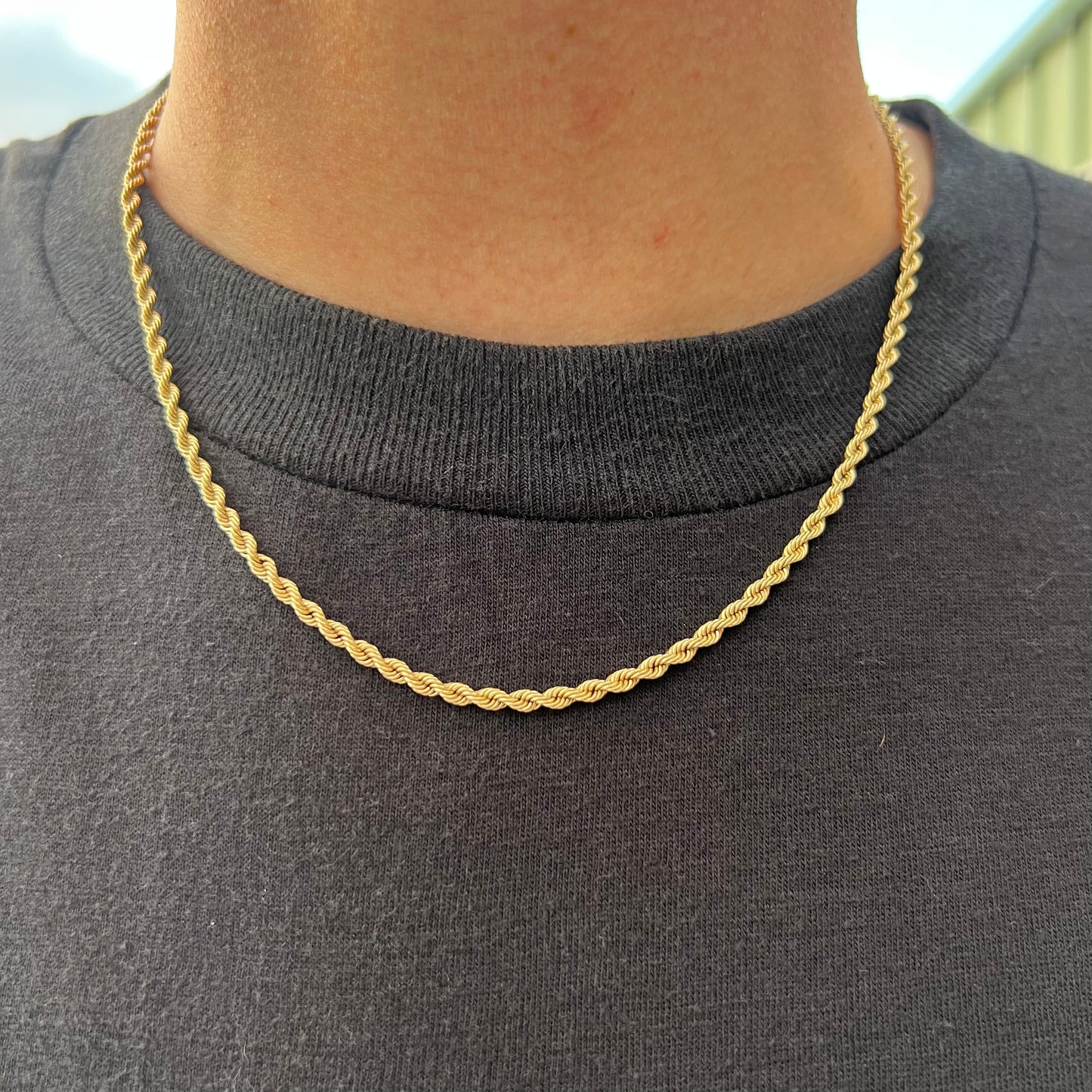 Vintage Solid 14k Rope Chain Necklace (18”)