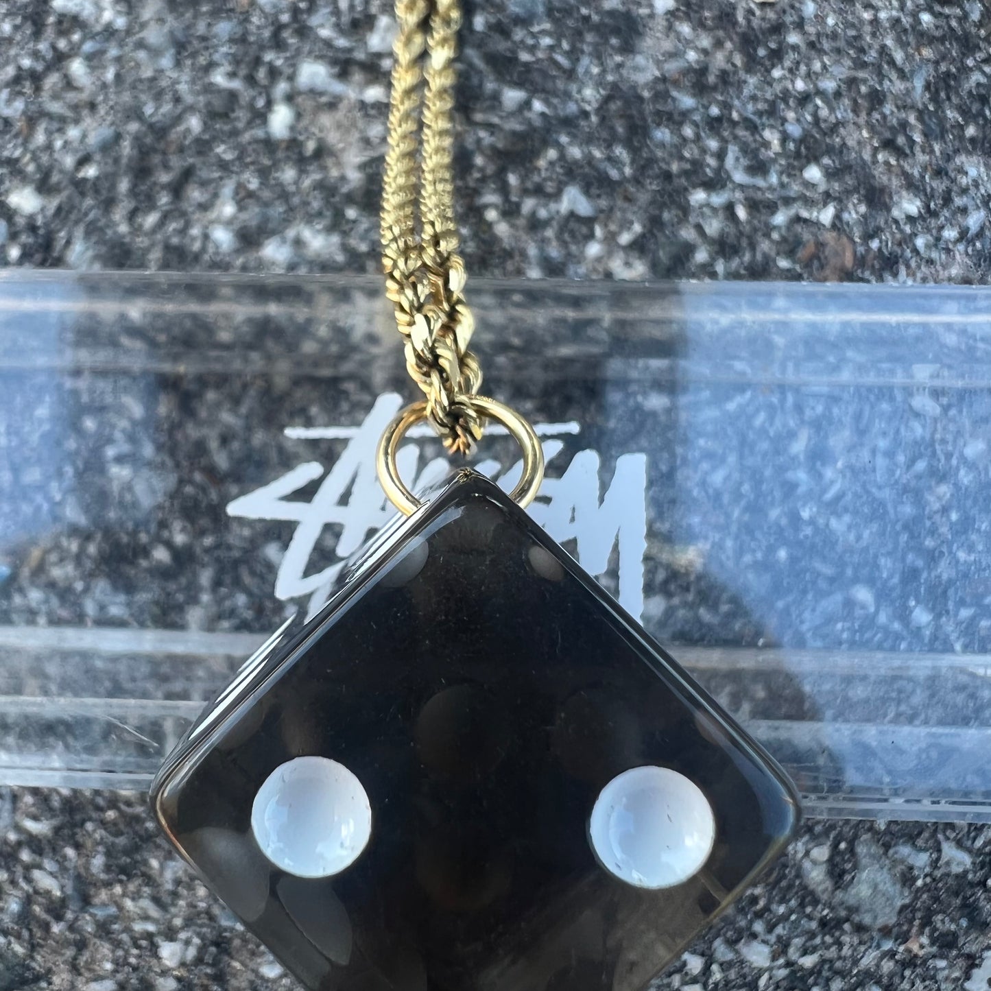 14k Yellow Gold Stussy Dice