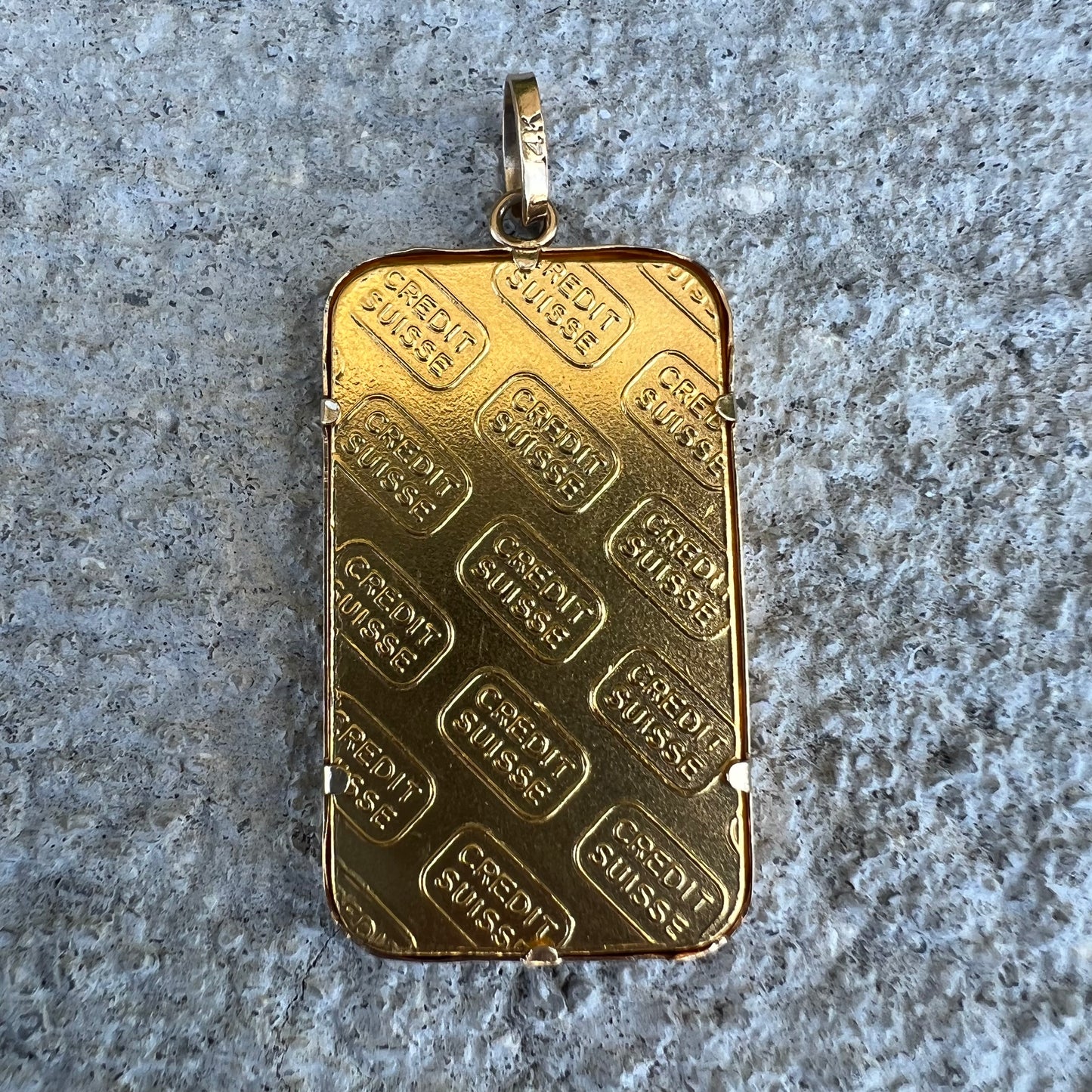 Vintage Pure .999 24k Gold Credit Suisse 20g Bar Pendant