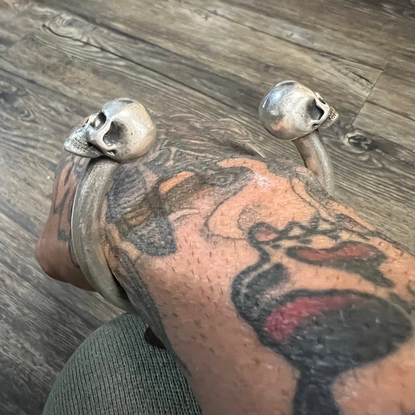 Super Heavyweight Sterling/.925 Skull Cuff Bracelet