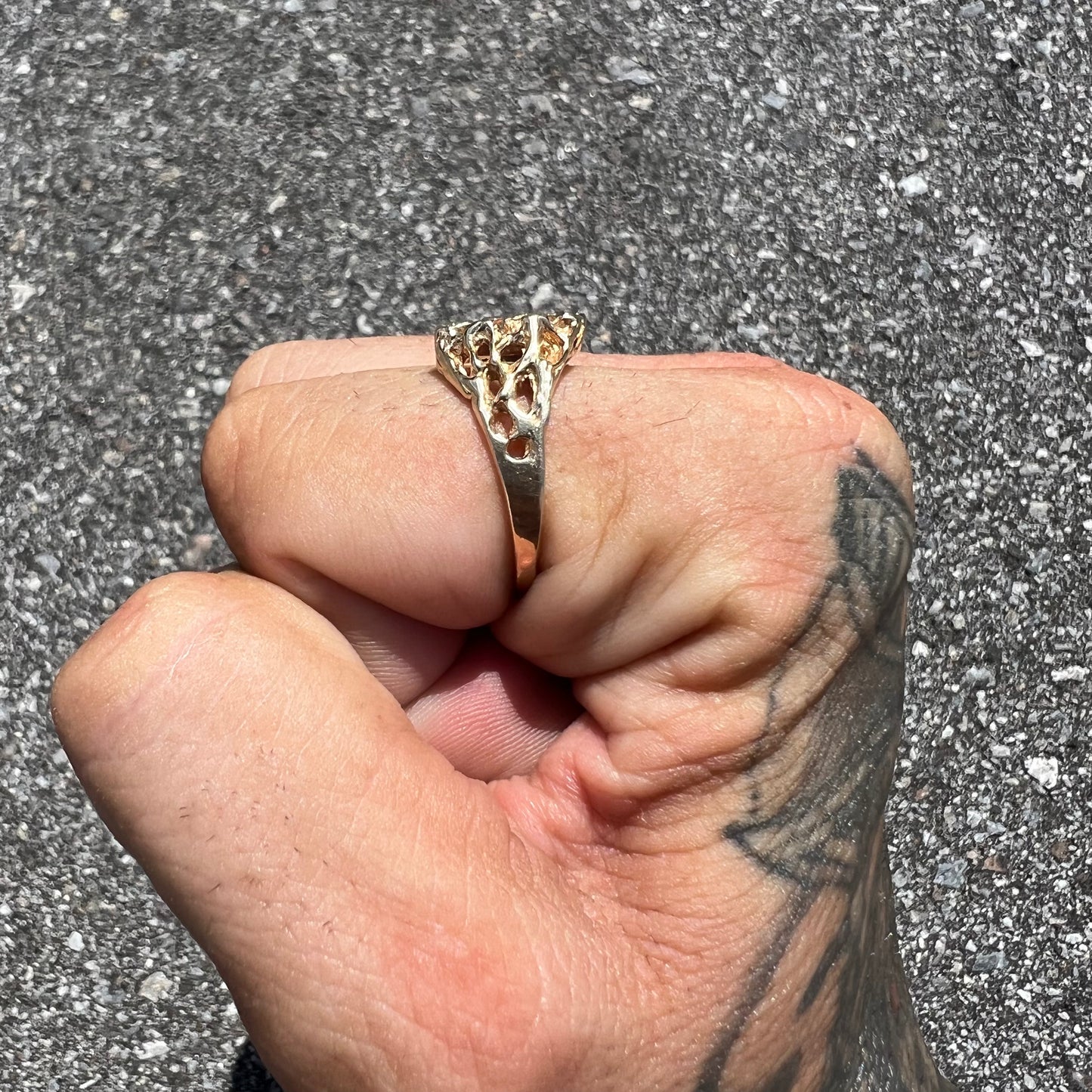 1970’s 14k Freeform Nugget Horseshoe Ring (10.75)