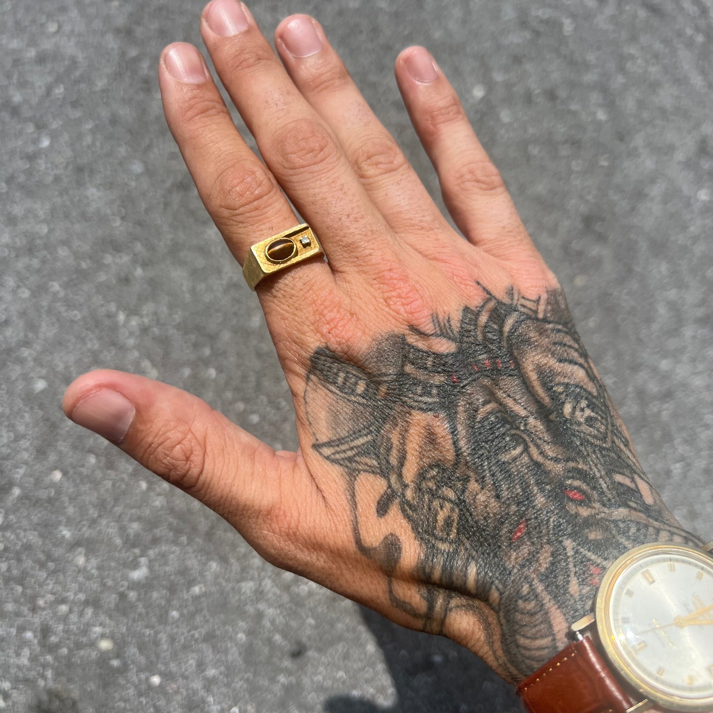 Mid-Century 18k Tigers Eye Ring