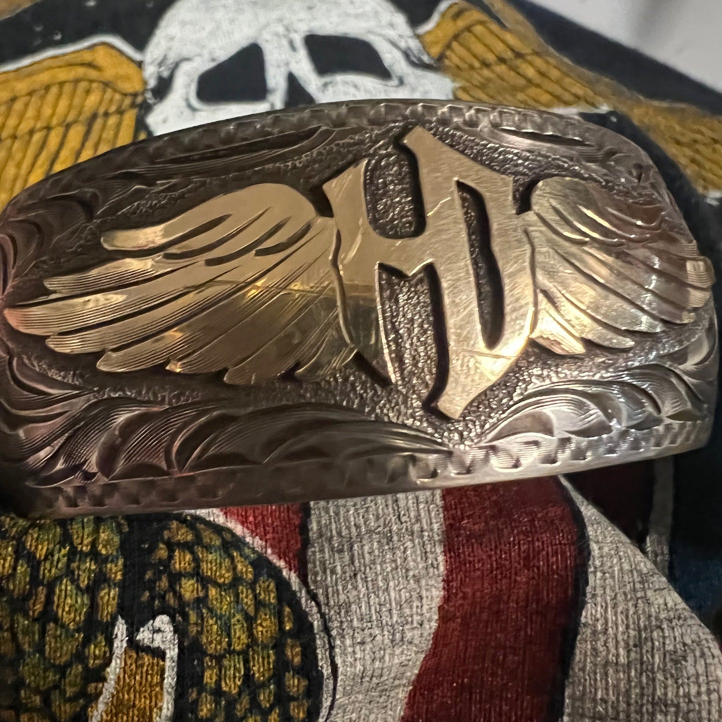 Vintage Sterling/10K G.F Harley Davidson Artist Signed Cuff