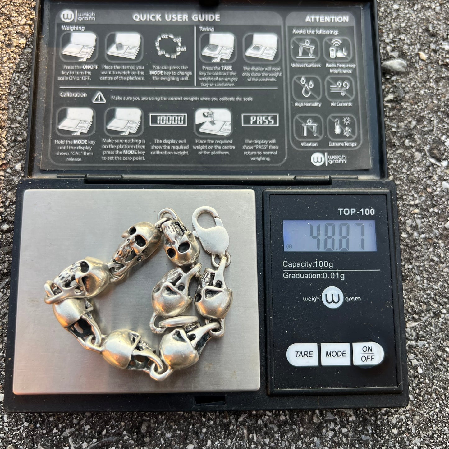 Custom Heavyweight Sterling/.925 Skull Bracelet