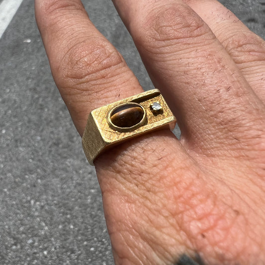 Mid-Century 18k Tigers Eye Ring