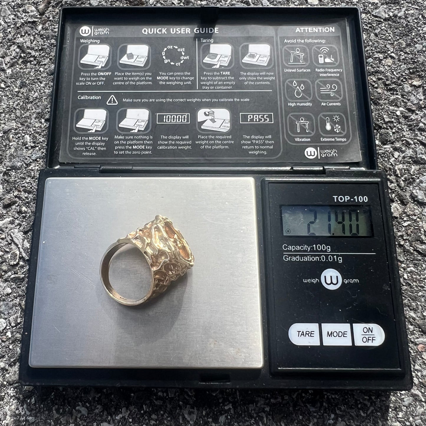Vintage Custom 14k Spinning Roulette Nugget Ring