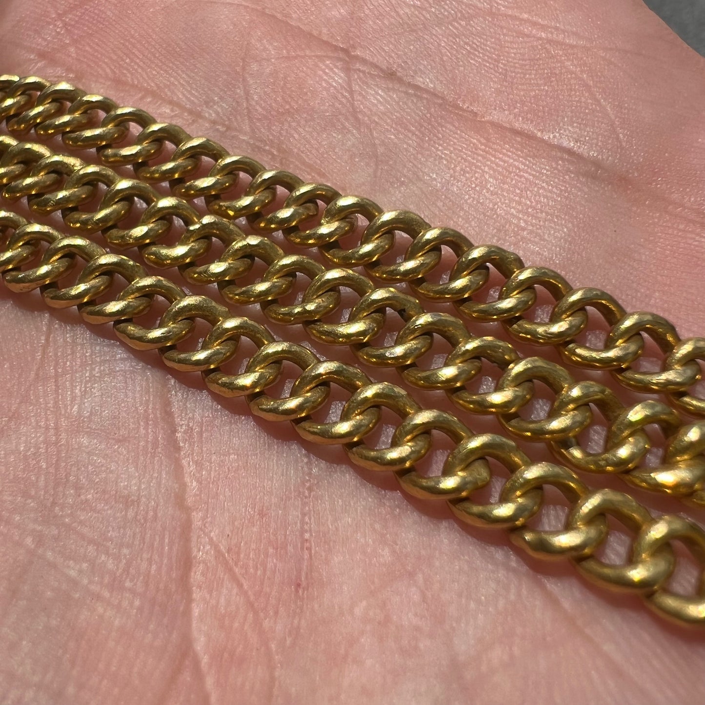Vintage Solid 20k Yellow Gold Cuban/Curb Link Handmade Baht Chain