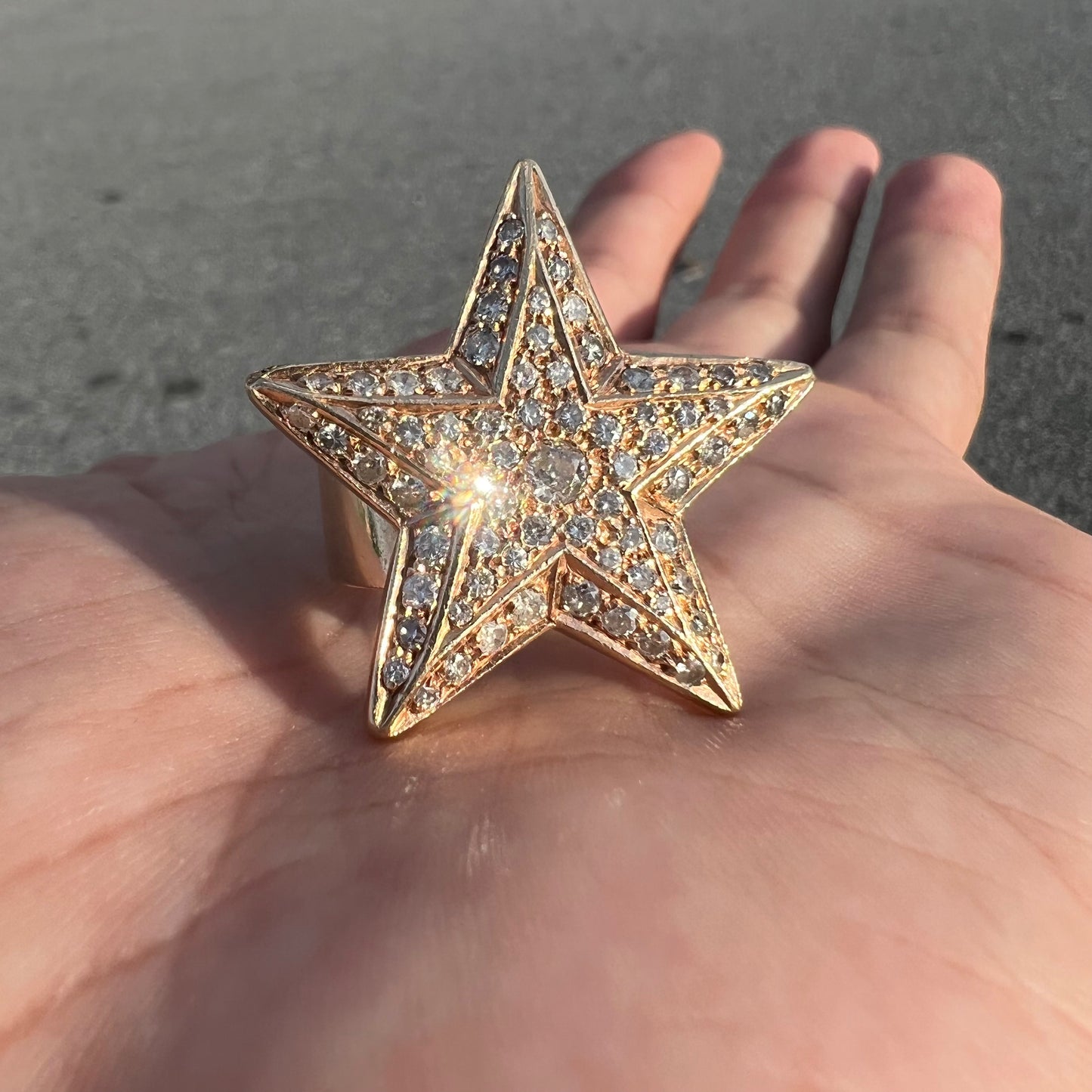 Vintage 14k Heavyweight Natural Diamond Flooded Superstar Ring (8)