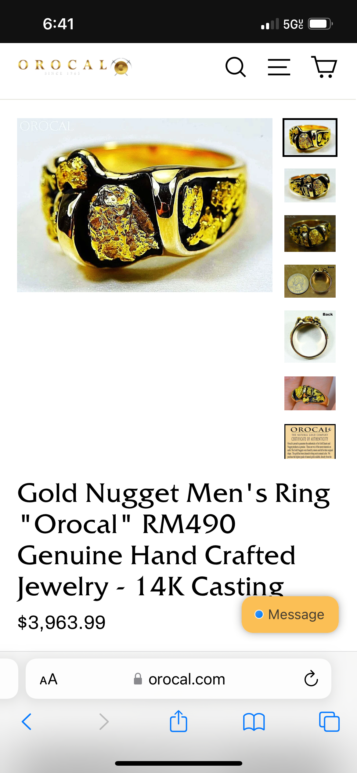 14k Orocal “RM490” Raw 22k Heavy Nugget Ring