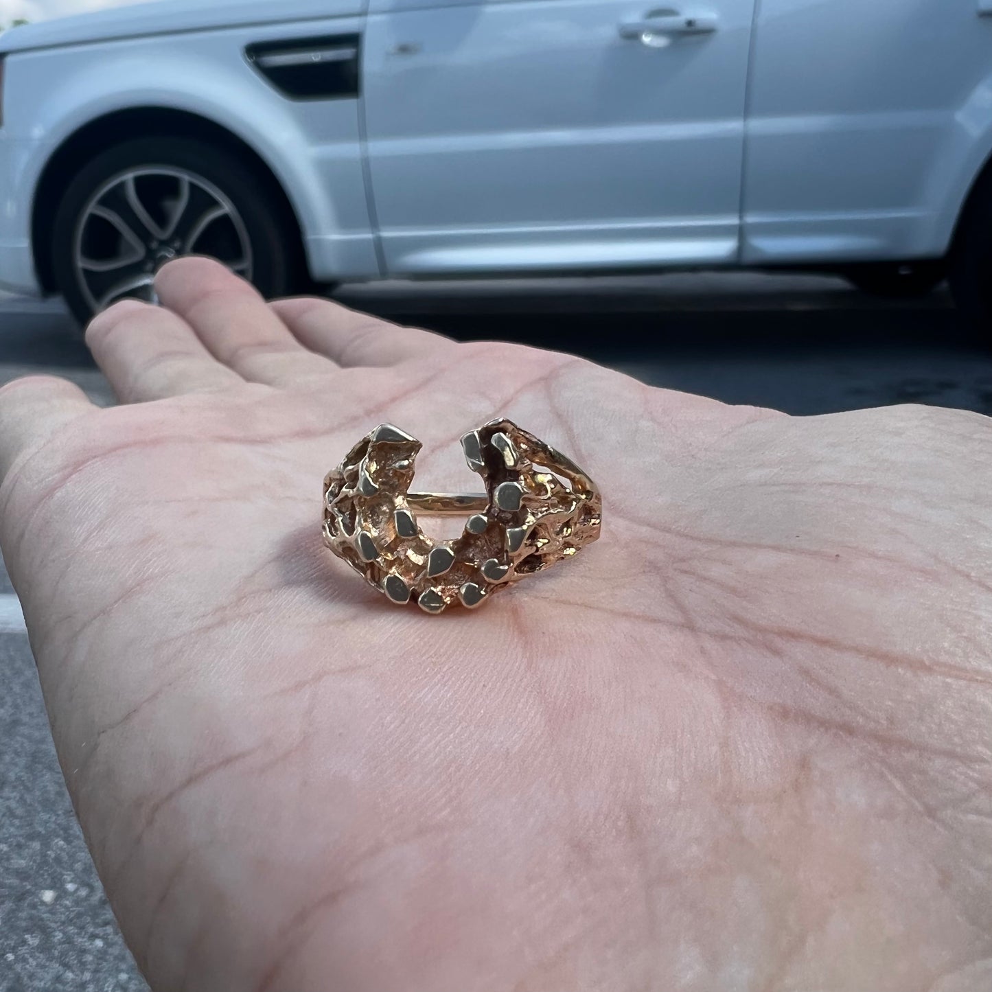 1970’s 14k Freeform Nugget Horseshoe Ring (10.75)