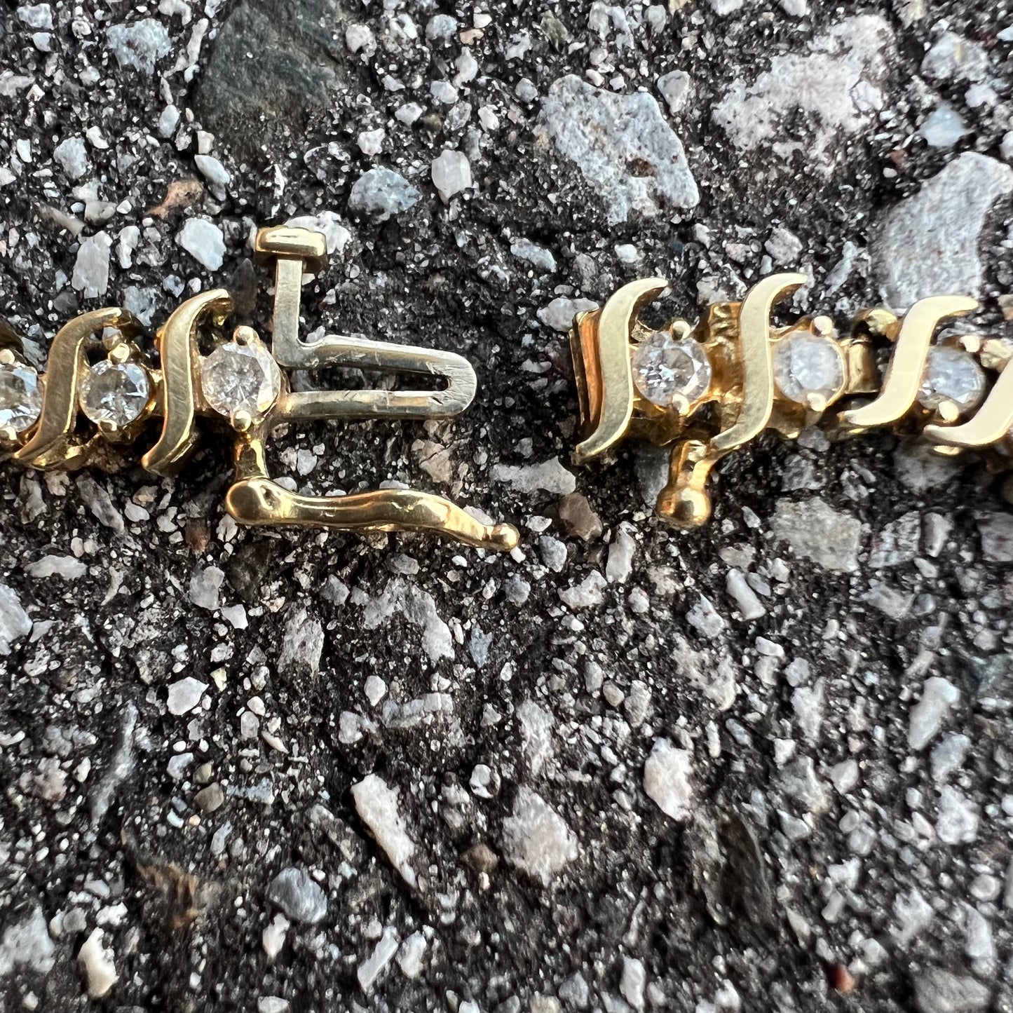 Vintage 14k Natural Diamond (2.5CTW) S-Link Tennis Bracelet