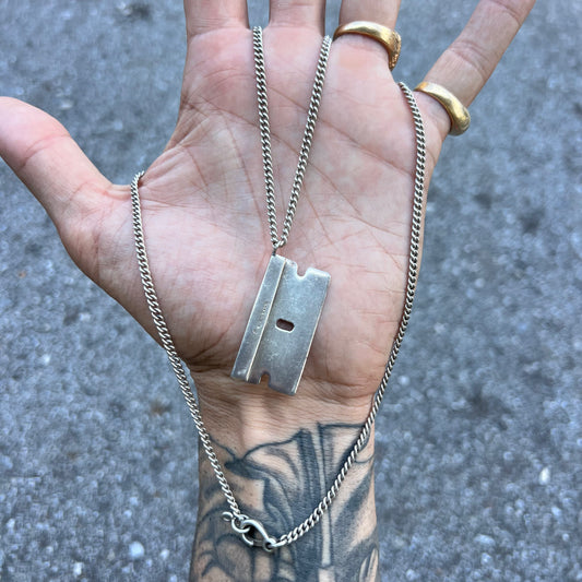 1970’s Era Solid Sterling Razorblade Pendant By Robin Khan