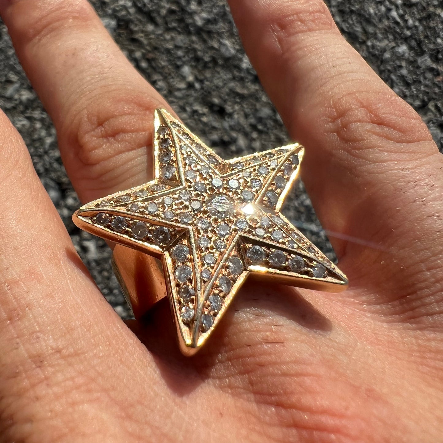 Vintage 14k Heavyweight Natural Diamond Flooded Superstar Ring (8)
