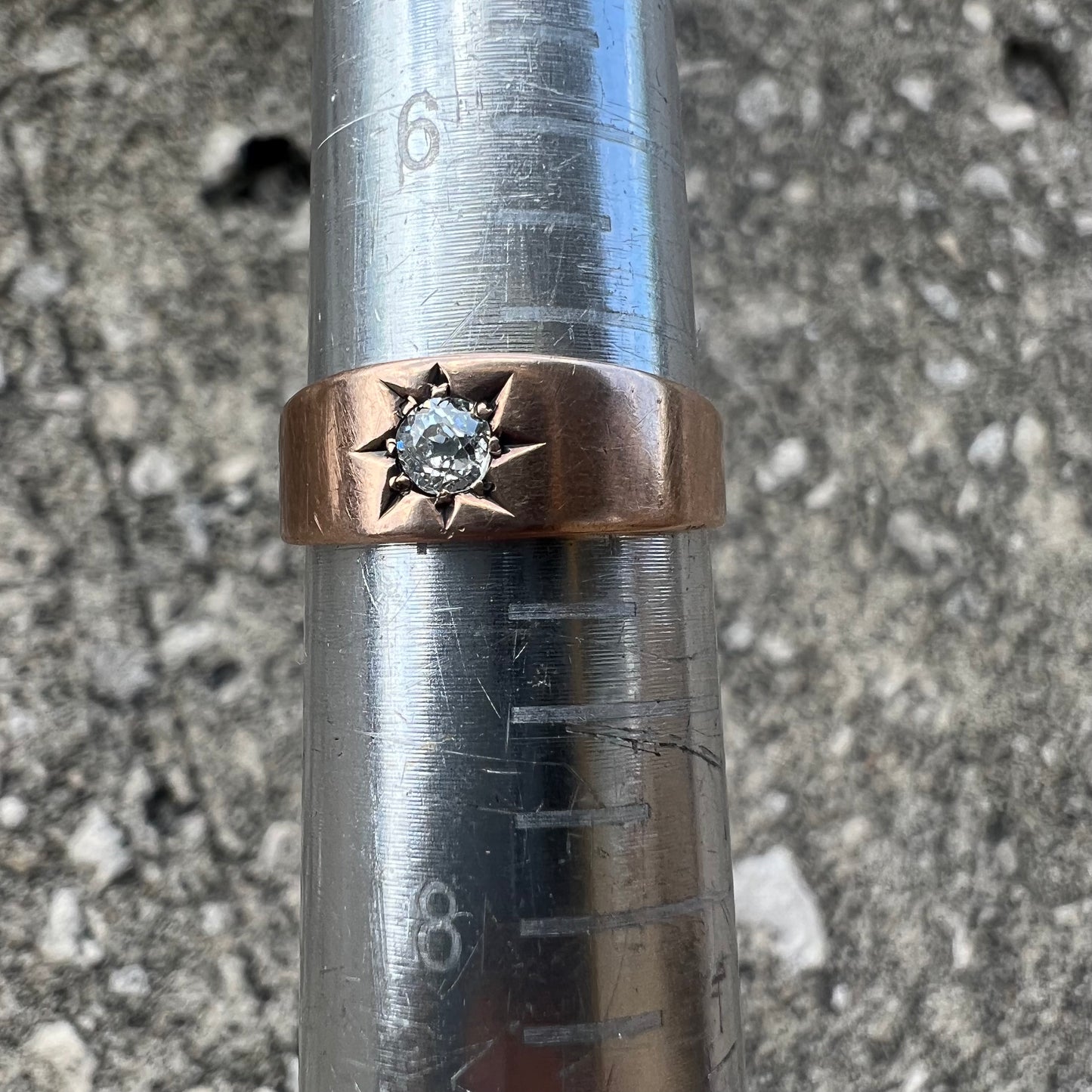 Victorian 14k Old Mine Cut Diamond Starburst Ring