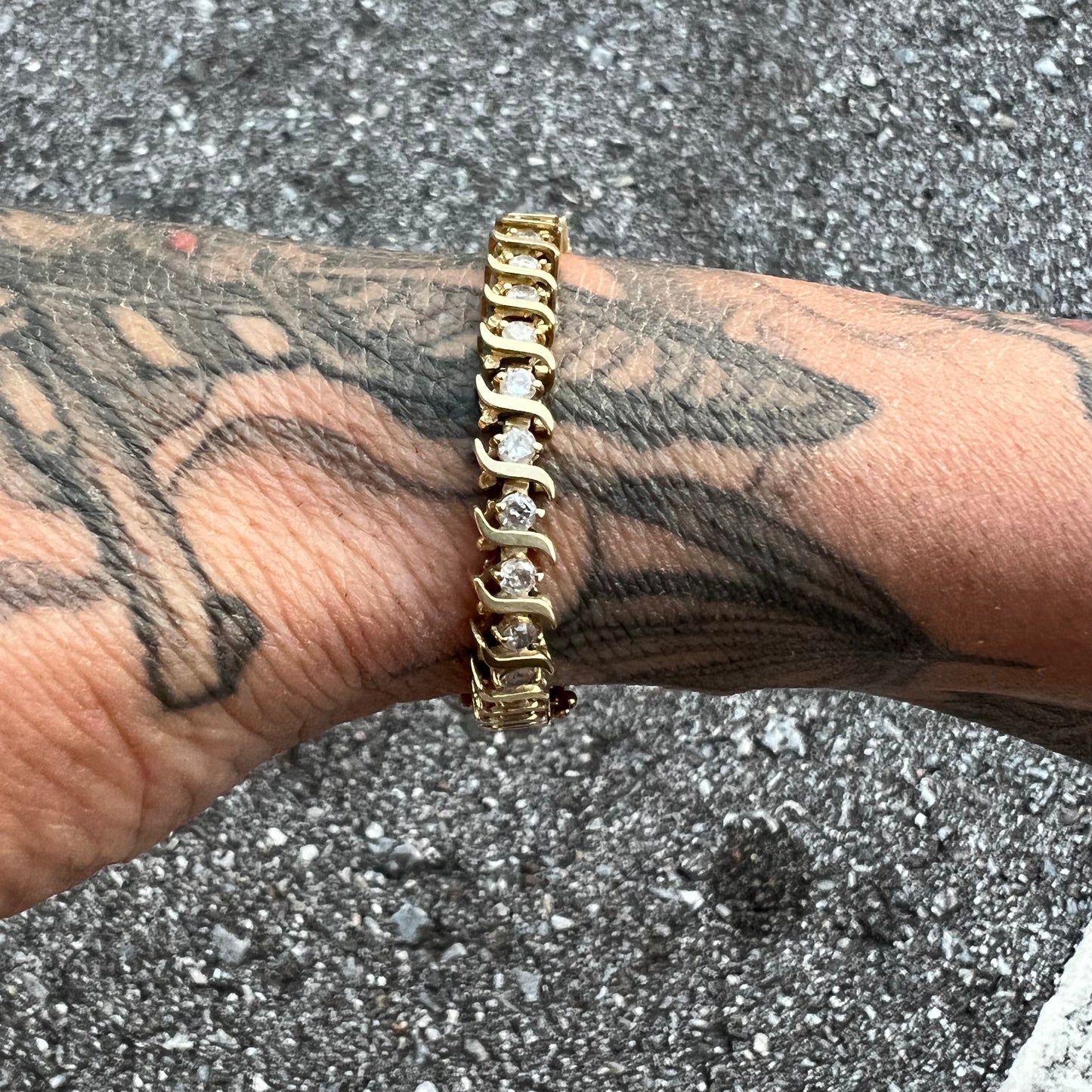 Vintage 14k Natural Diamond (2.5CTW) S-Link Tennis Bracelet