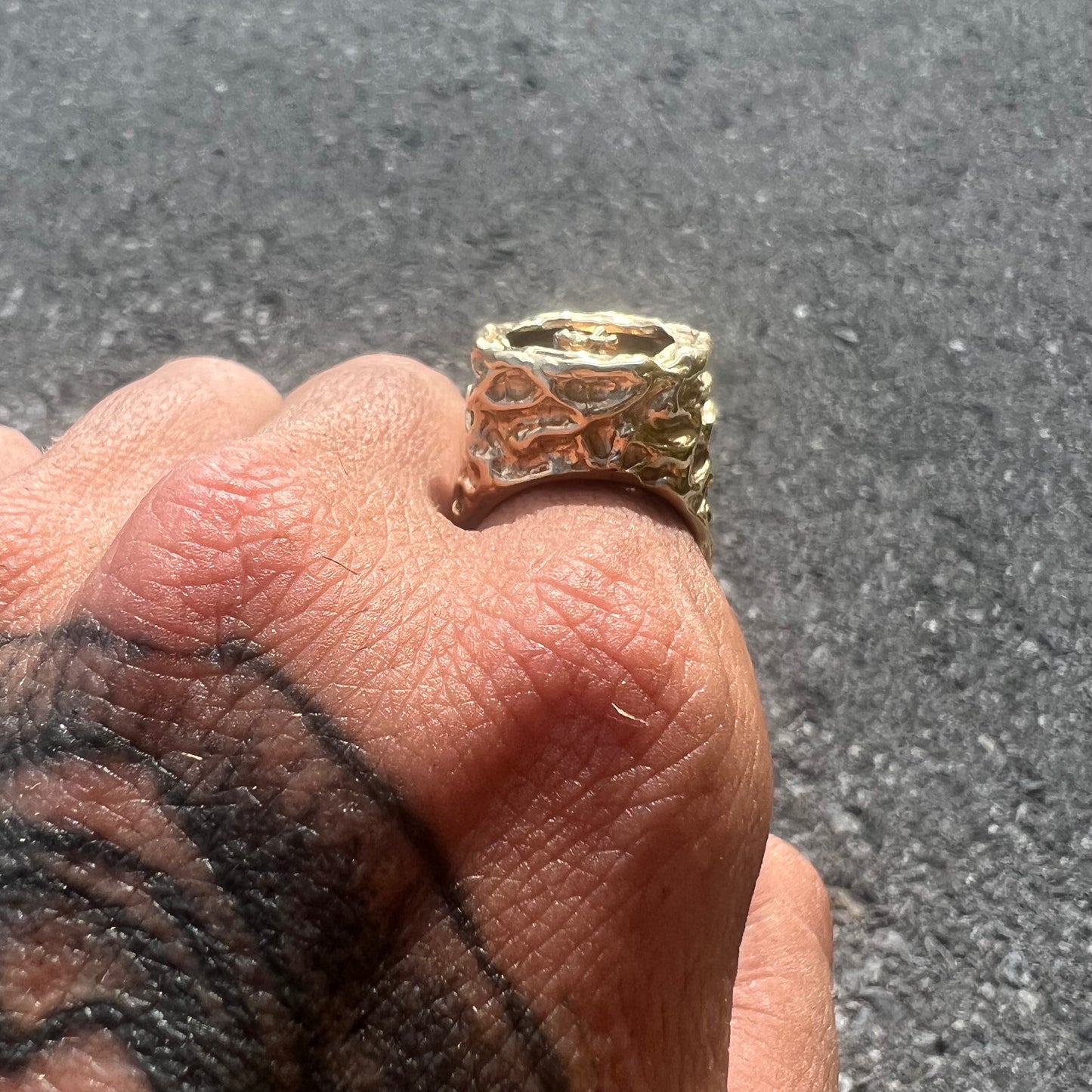 Vintage Custom 14k Spinning Roulette Nugget Ring