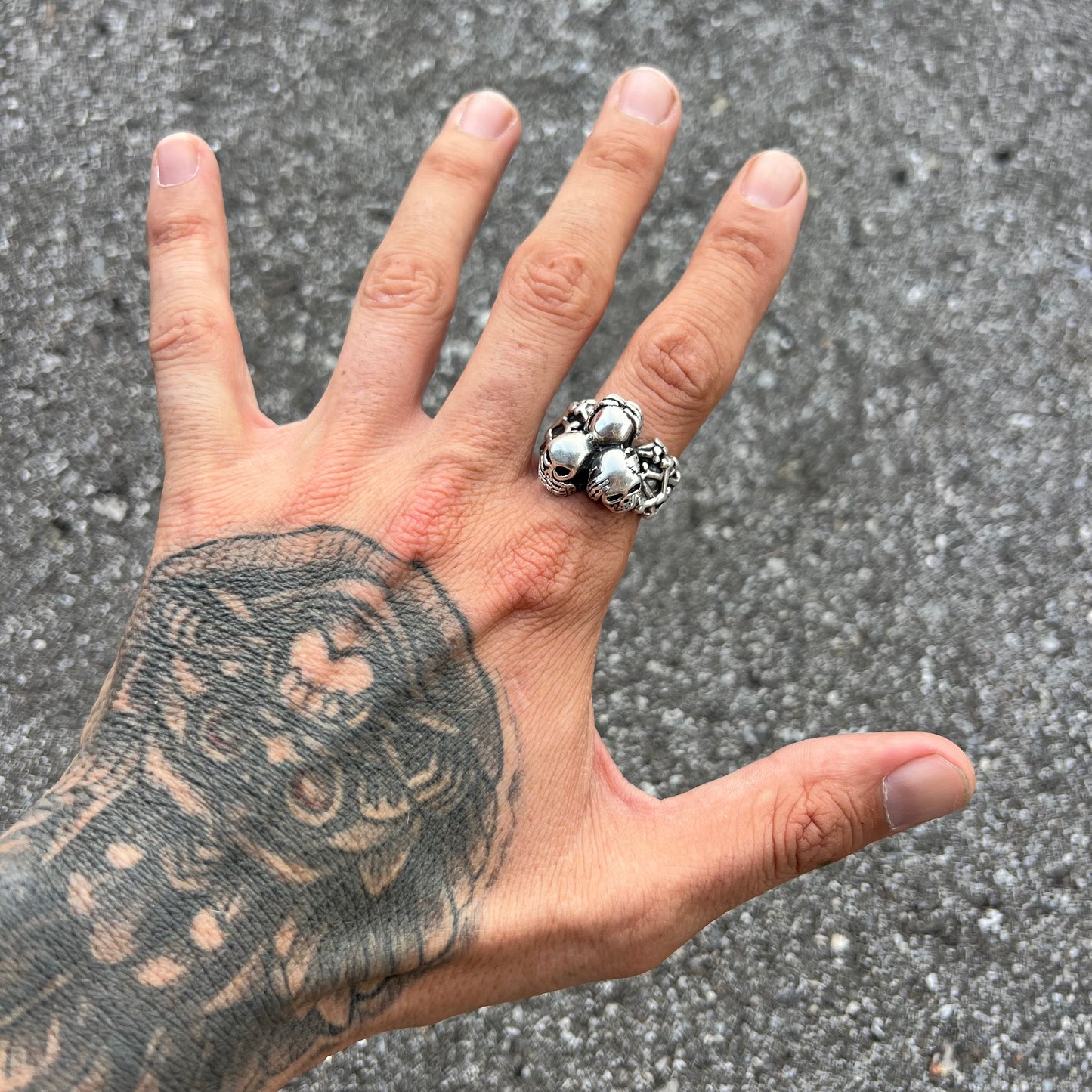 Heavyweight Sterling/.925 See,Speak,Hear No Evil Skull Ring (10.5)