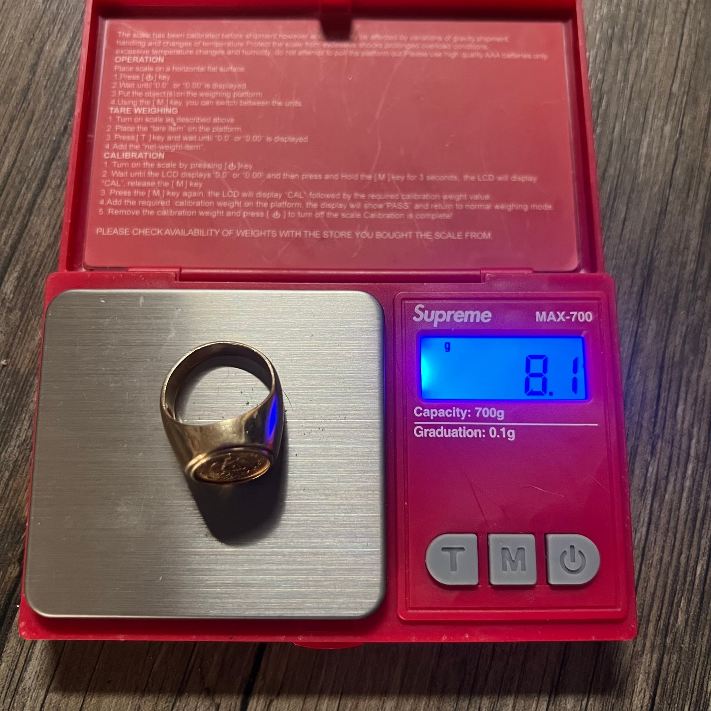 1945 Mexican Dos Pesos Gold Coin Ring (8.5)