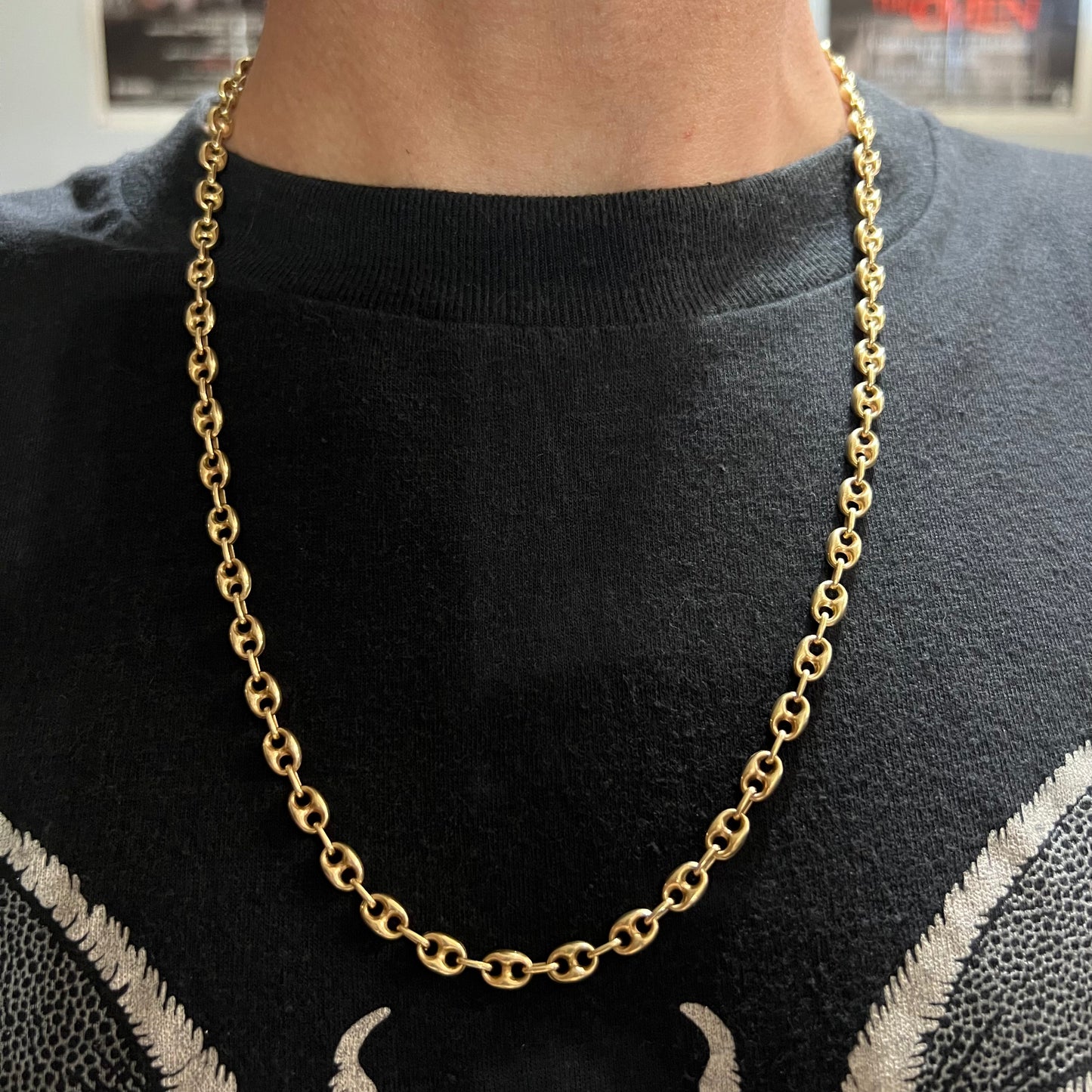 1980’s 14k Italian Puffed Gucci Link Necklace (24”)
