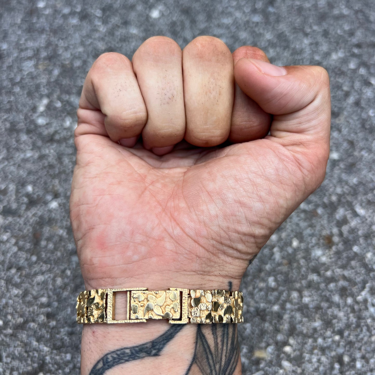 Vintage Solid 14k Nugget Bracelet By Oppenheimer Co.(8”)