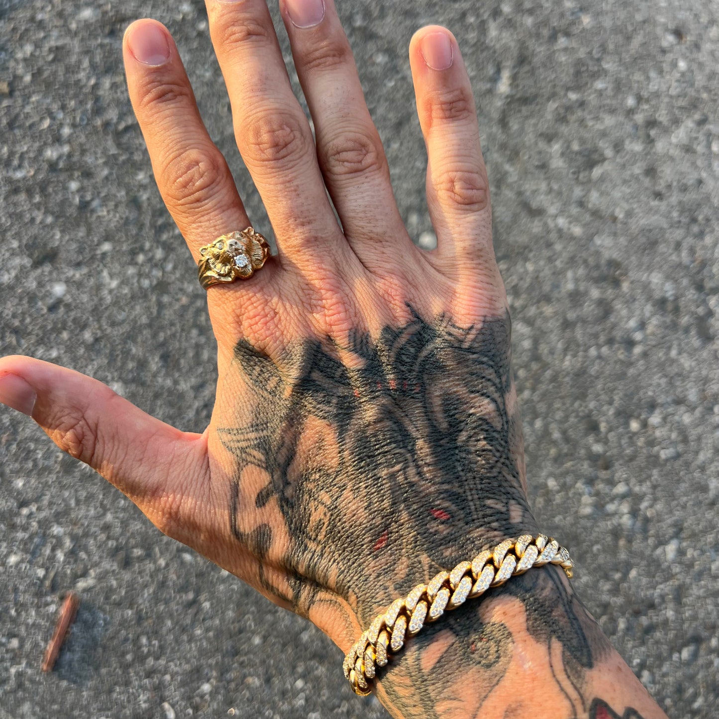 Vintage 14k Diamond Encrusted Tiger Ring