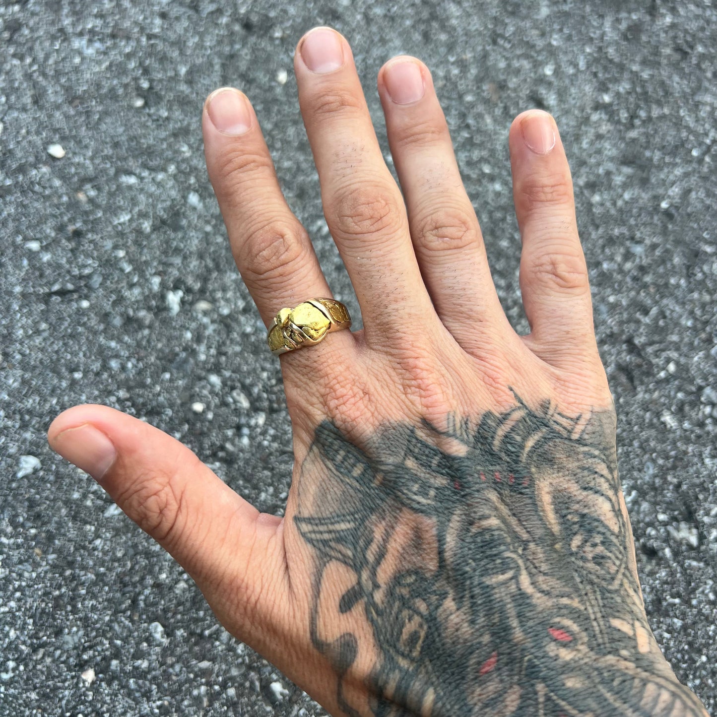 14k Orocal “RM490” Raw 22k Heavy Nugget Ring