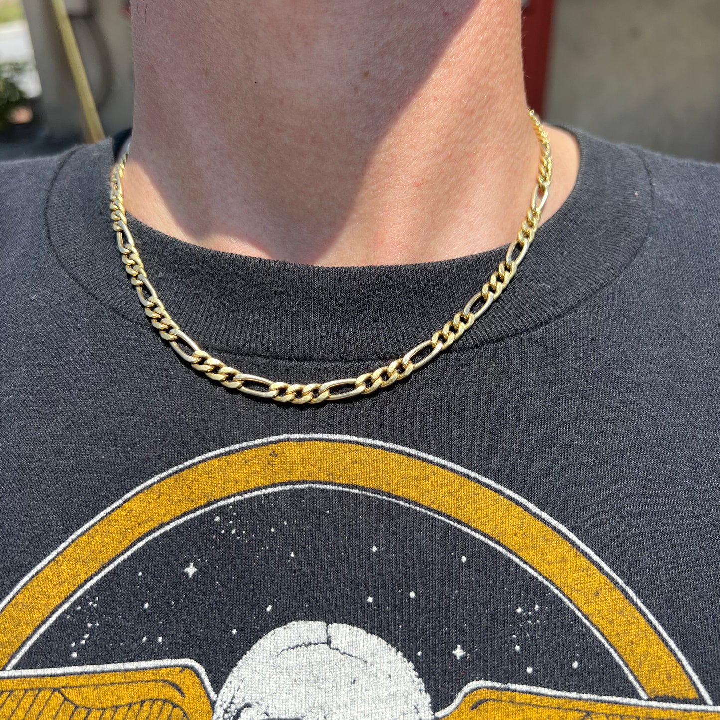 1980’s 18k High End Italian Hallmarked Figaro Link Necklace (18”)