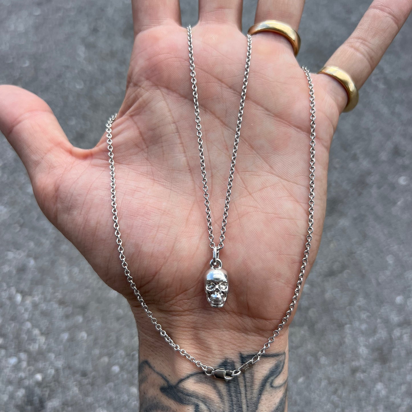 Solid Platinum Skull Pendant And Classic Link Chain By Menē