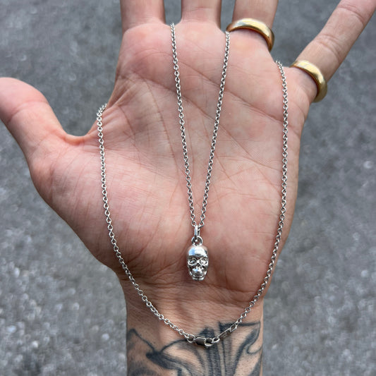 Solid Platinum Skull Pendant And Classic Link Chain By Menē