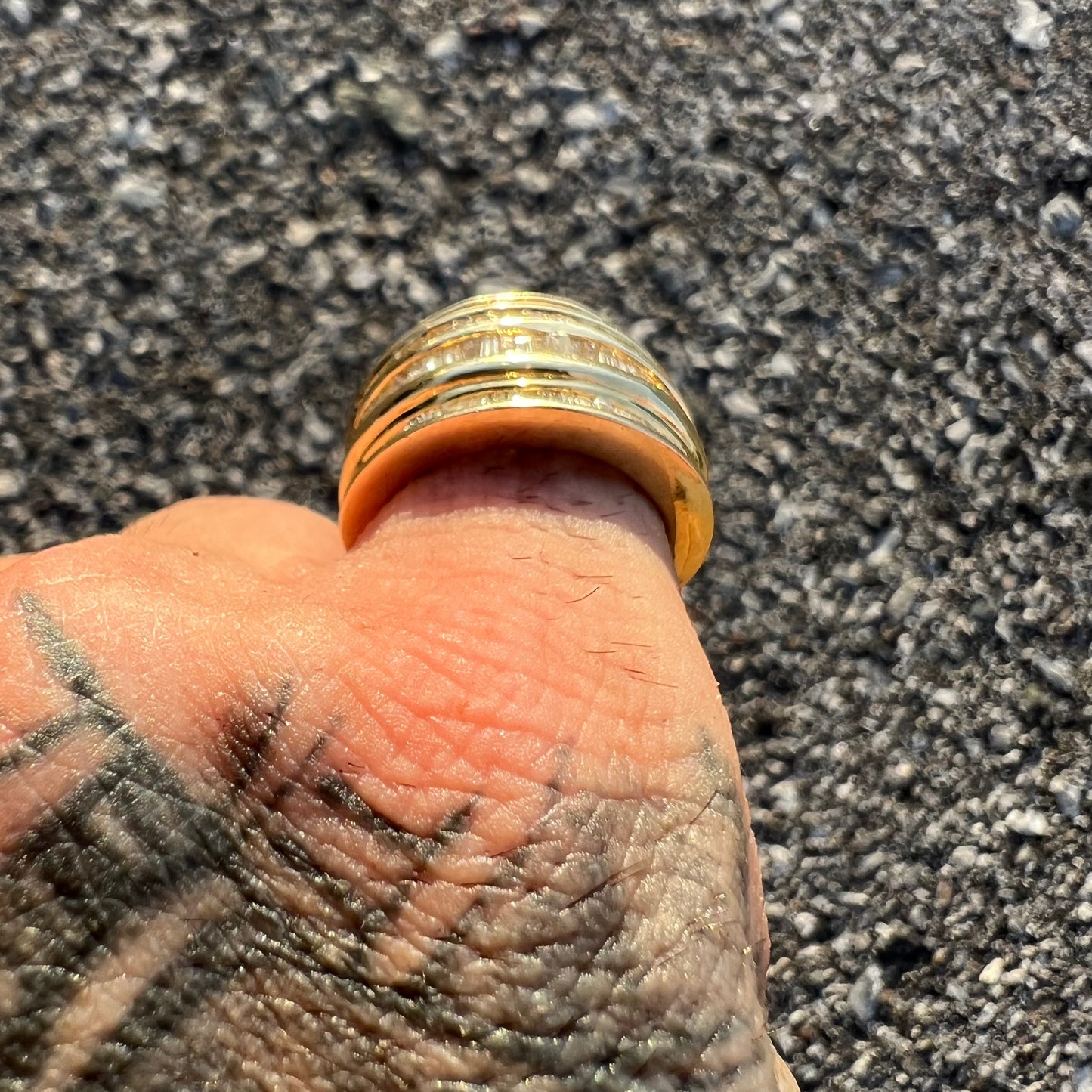 1970’s 14k Natural Baguette Diamond (3.5CTW) 4 Row Channel Set Ring