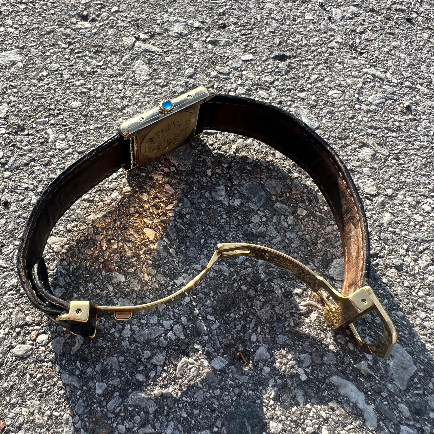 1990’s Cartier Tank Vermeil Watch With Alligator Deployment Strap