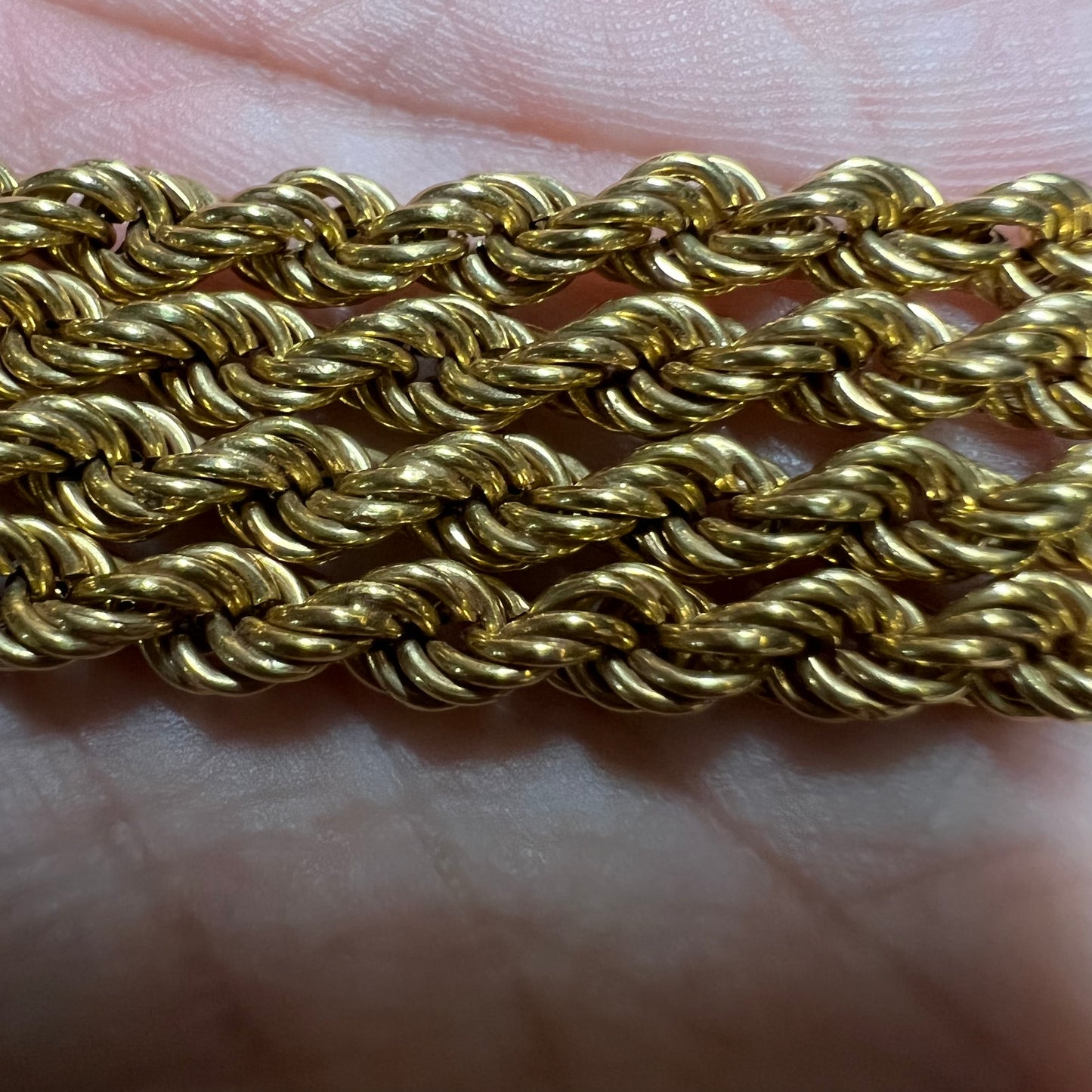 Vintage 14k Deep Yellow Italian Gold Extra Long Rope Chain (28”)